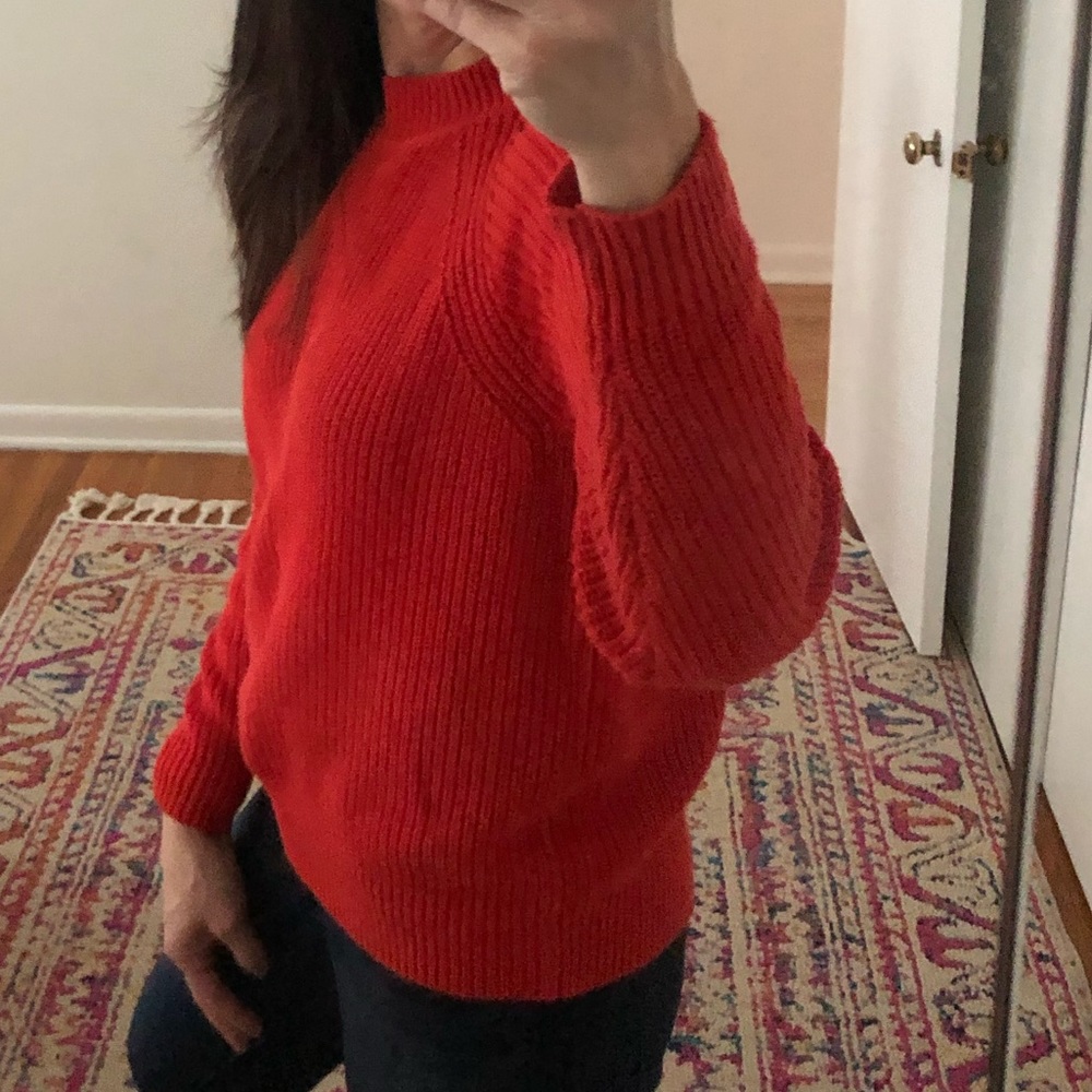 Red Zipper Back Sweater - Picture 3 of 7